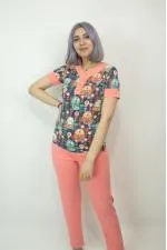 Kadın Teknur Karakter Desenli Modal Kumaş Pijama Takımı Pembe