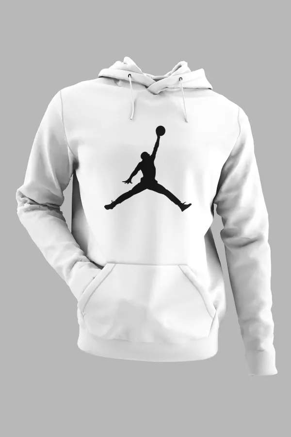 Air Jordan 02 Beyaz NBA Erkek Kapşonlu Sweatshirt - Hoodie