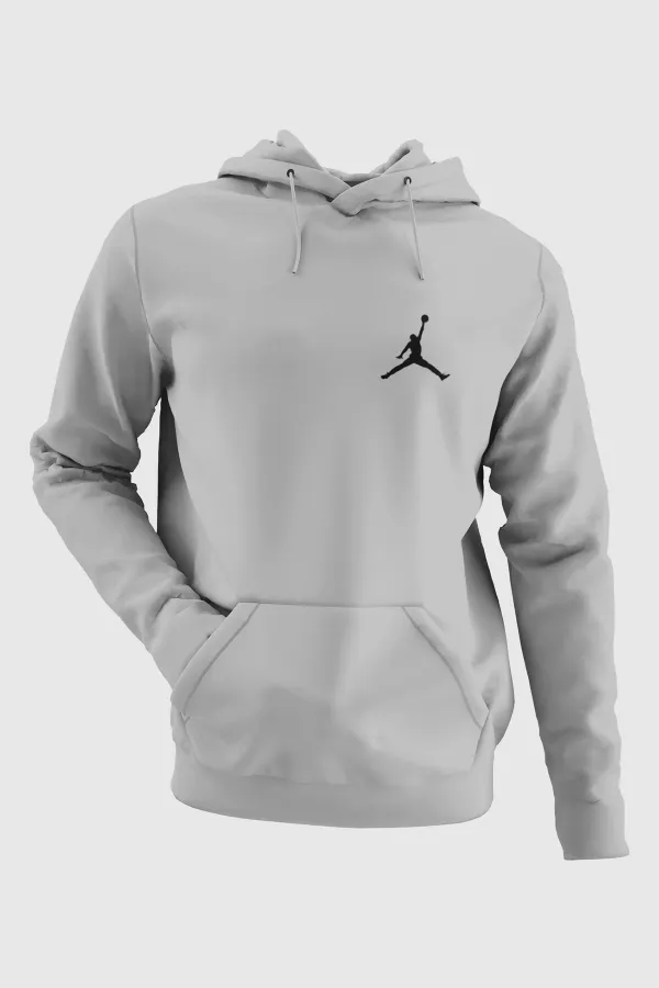 Air Jordan 04 Gri NBA Erkek Kapşonlu Sweatshirt - Hoodie