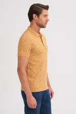 Çizgi Triko Erkek Tişört Slim Fit Polo Yaka Kolu Lastikli Desenli %100 Pamuk Kumaş - BAL