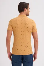 Çizgi Triko Erkek Tişört Slim Fit Polo Yaka Kolu Lastikli Desenli %100 Pamuk Kumaş - BAL