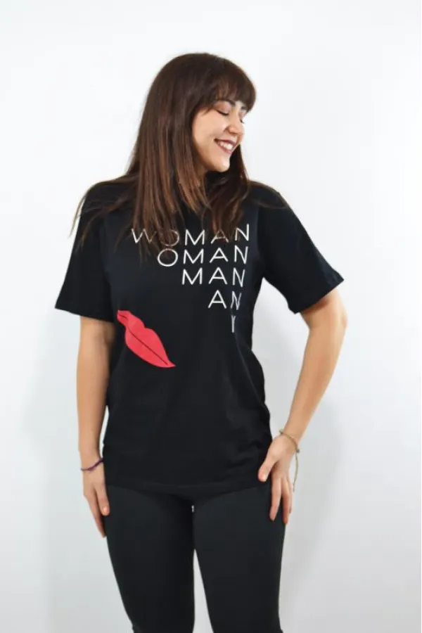 Women Baskılı Kadın T-Shirt Siyah