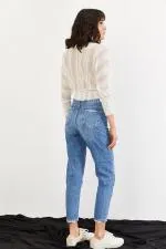 Kadın Mavi Yüksek Bel Mom Jeans