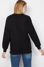 Kadın Siyah Figür Baskılı Sweatshirt